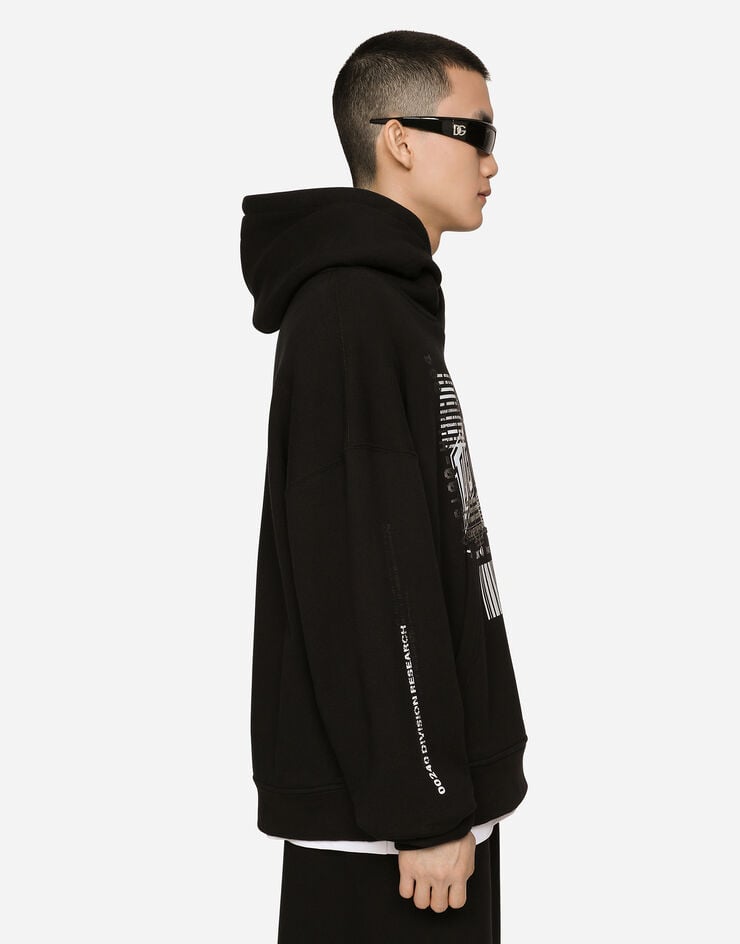 Dolce & Gabbana Jersey hoodie with DGVIB3 print Black G9AKPTG7K3H