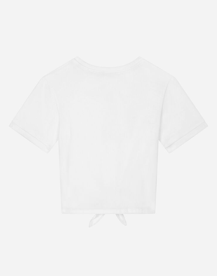 Dolce&Gabbana T-Shirt aus Jersey Logo DG Metal Weiss L5JTJQG7J6Q