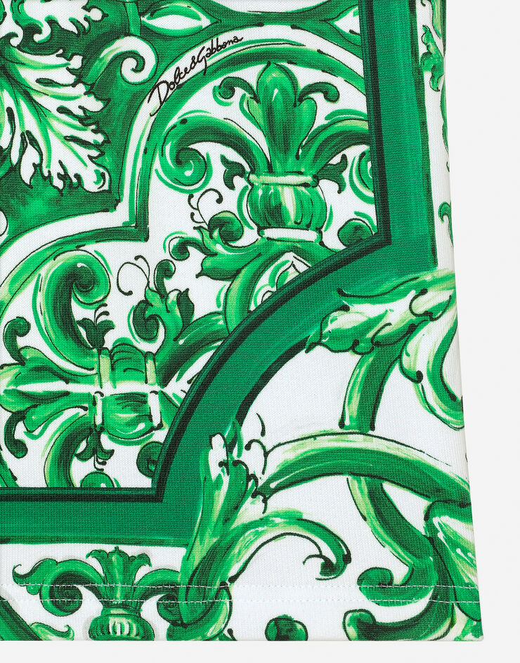 Dolce & Gabbana Bermuda in jersey con stampa maiolica verde Stampa L4JQT4II7EF