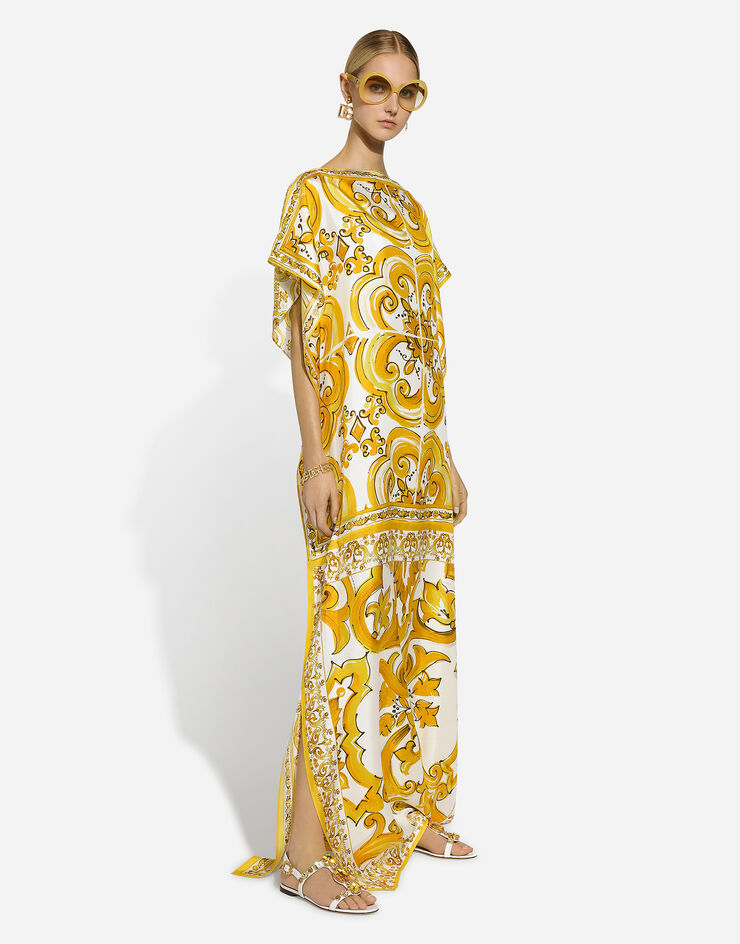 Dolce & Gabbana Silk twill caftan with majolica print Print F6JDDTHI1TK