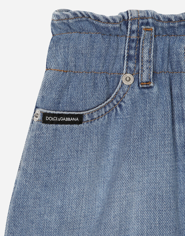 Dolce & Gabbana 4-pocket denim skirt with branded tag Multicolor L55I22LDC52