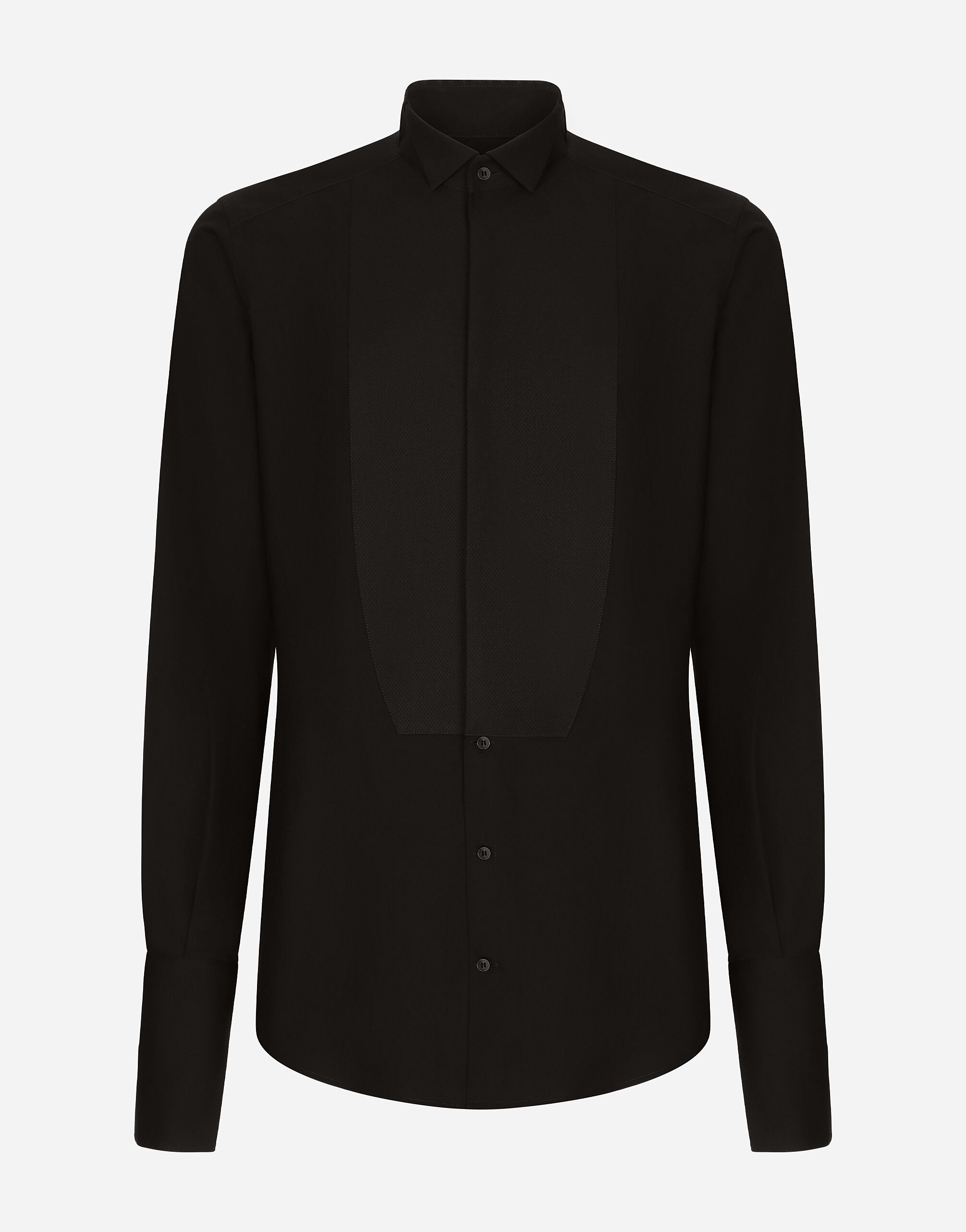 Dolce & Gabbana Cotton poplin Gold-fit tuxedo shirt Black G2RR4TFLSIM