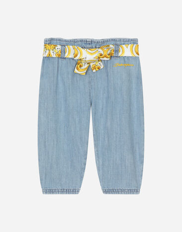 ${brand} Denim pants with majolica-print belt ${colorDescription} ${masterID}