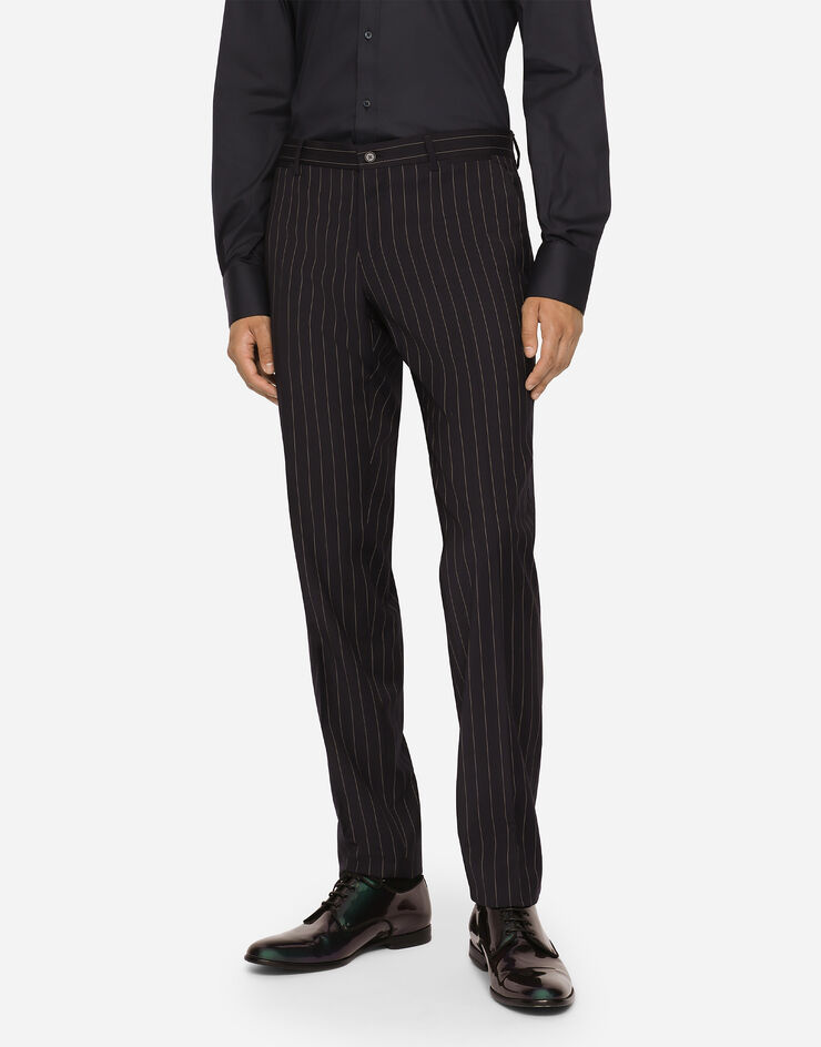 Double-breasted pinstripe stretch wool Sicily-fit suit in Multicolor ...