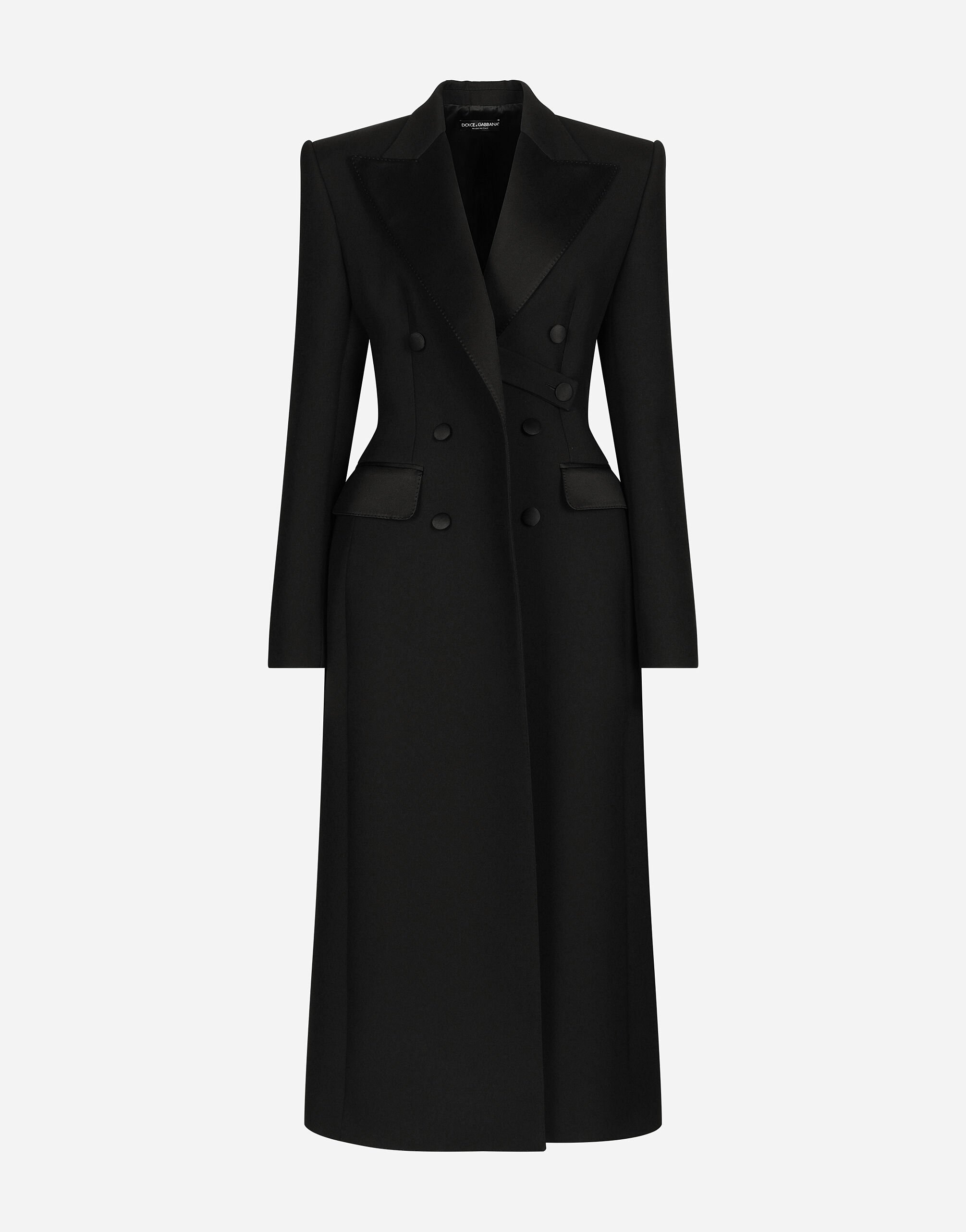 ${brand} Double-breasted wool gabardine tuxedo coat with padded hips ${colorDescription} ${masterID}