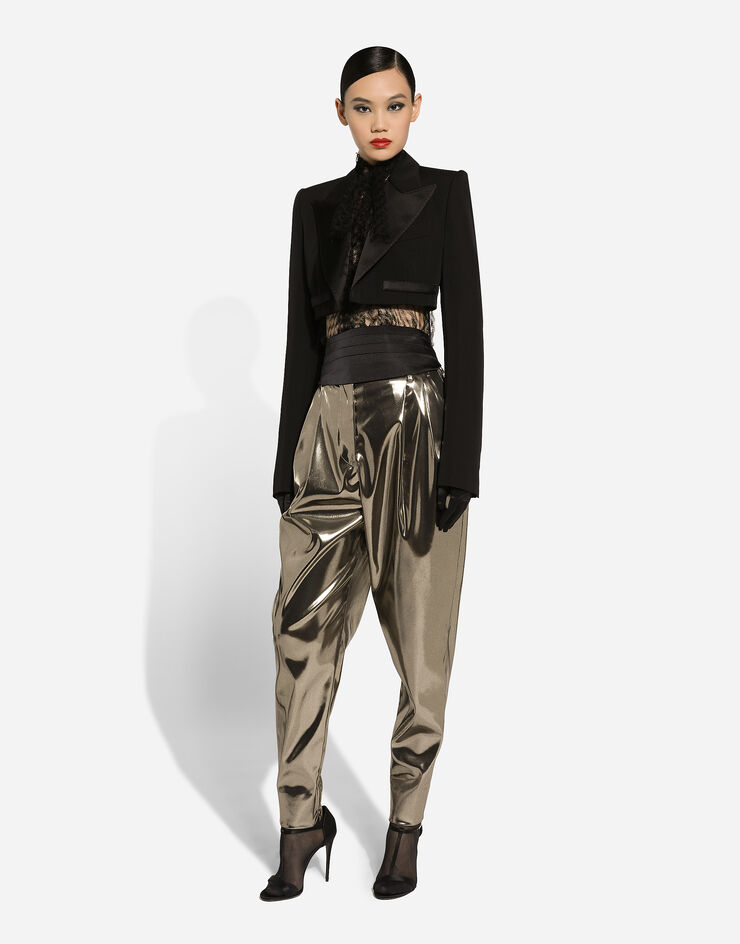 Dolce & Gabbana Foiled stretch satin pants Gold FTC8YTFURMT