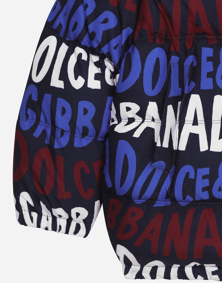 Dolce & Gabbana Dolce&Gabbanaプリント ナイロン ショート ダウンジャケット  Blue L4JB6FG7NUW