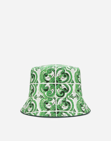 ${brand} Reversible bucket hat with majolica print ${colorDescription} ${masterID}