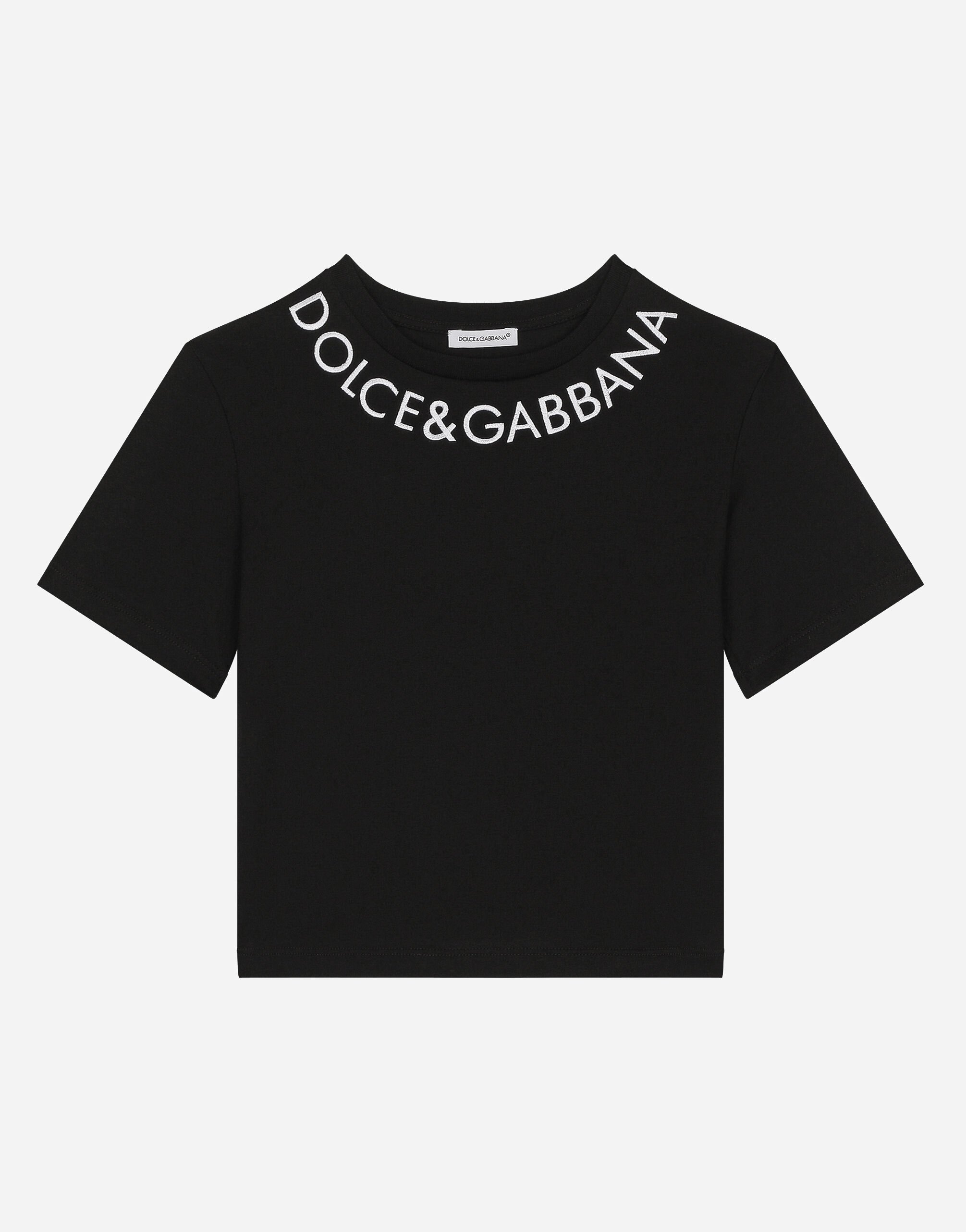 Dolce & Gabbana Jersey T-shirt with Dolce&Gabbana logo Multicolor L5JTNSG7NRH