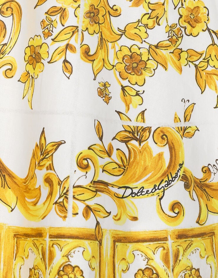 Dolce & Gabbana 옐로 마욜리카 프린트 포플린 드레스 인쇄 L23DI5FI5JW