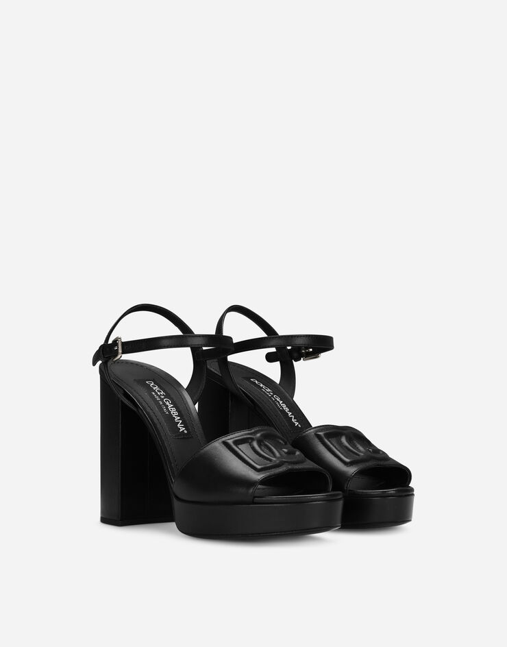 Calfskin platform sandals in Black for Women | Dolce&Gabbana®