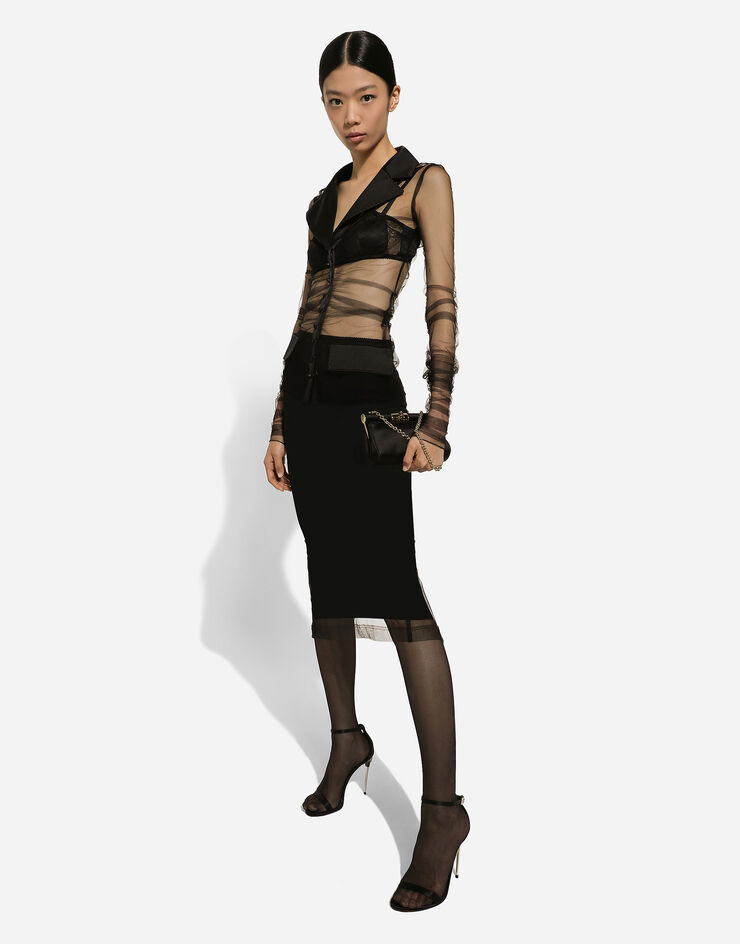 Dolce & Gabbana Veste en tulle avec détails en satin Noir F27AOTHLMLQ
