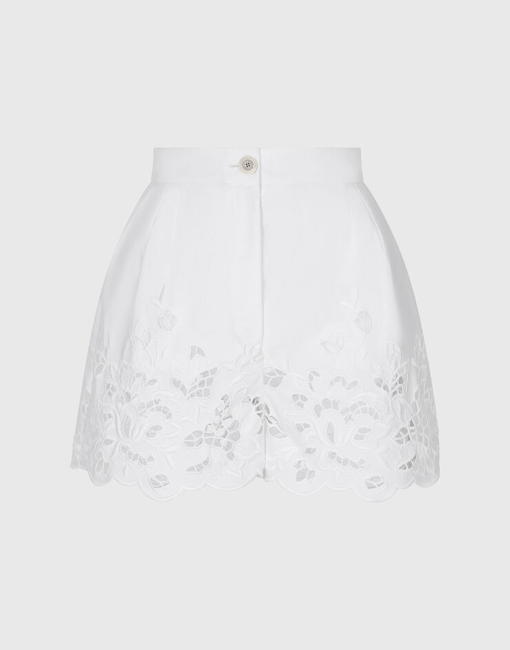 Dolce & Gabbana Shorts aus Baumwolle mit Cut-out-Stickerei Weiss FTC5RZGDCJ0