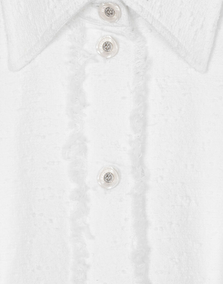 Dolce & Gabbana Vestido longuette en tweed raschel de algodón Blanco F6JJRTHUMT9