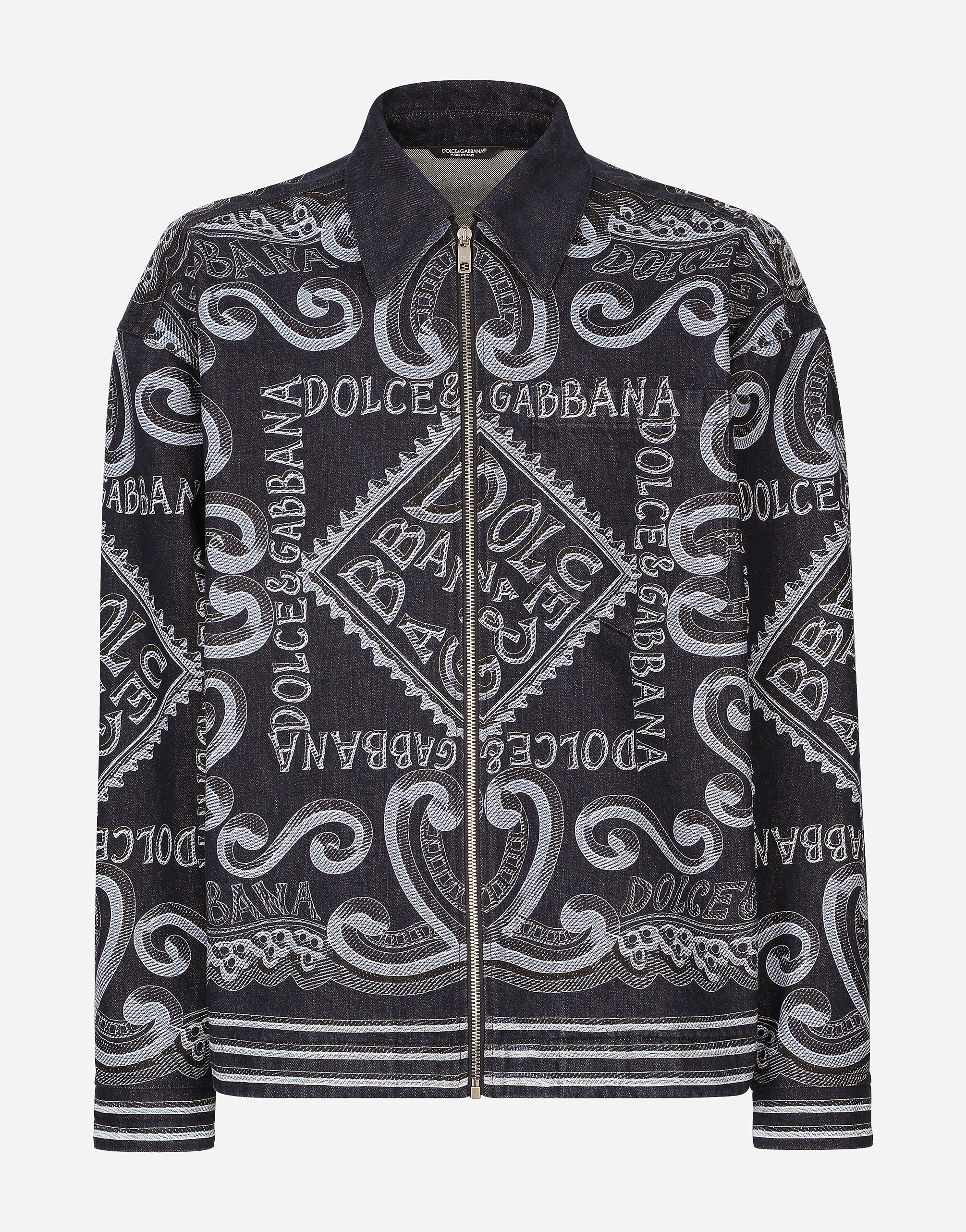 Dolce & Gabbana Куртка-блузон из денима с принтом в морском стиле разноцветный G5LY0DG8LA5