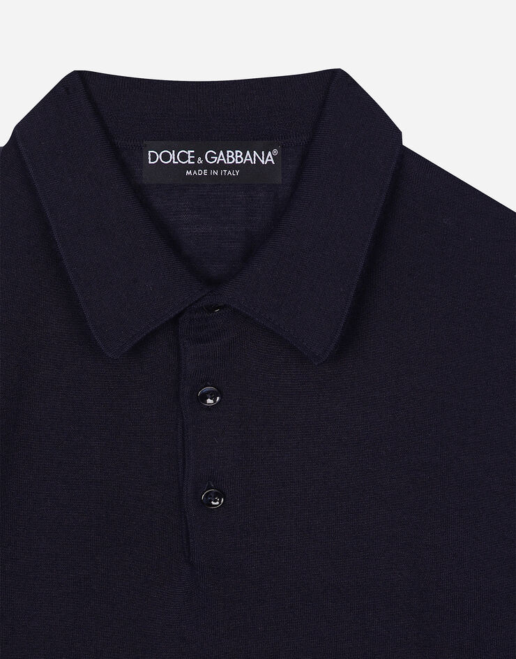 Dolce & Gabbana Maglia polo in cashmere e seta Blu GXZ25TJFMEH