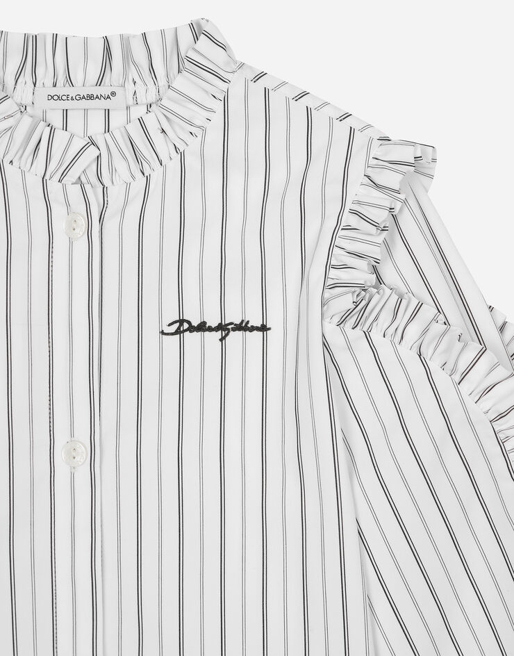 Dolce & Gabbana Striped poplin shirt with embroidered Dolce&Gabbana logo Multicolor L56S19FR5Z7