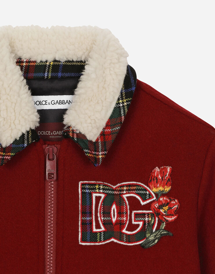 Dolce & Gabbana Wool-blend jacket with DG logo and floral detailing Bordeaux L51B98G7NPF