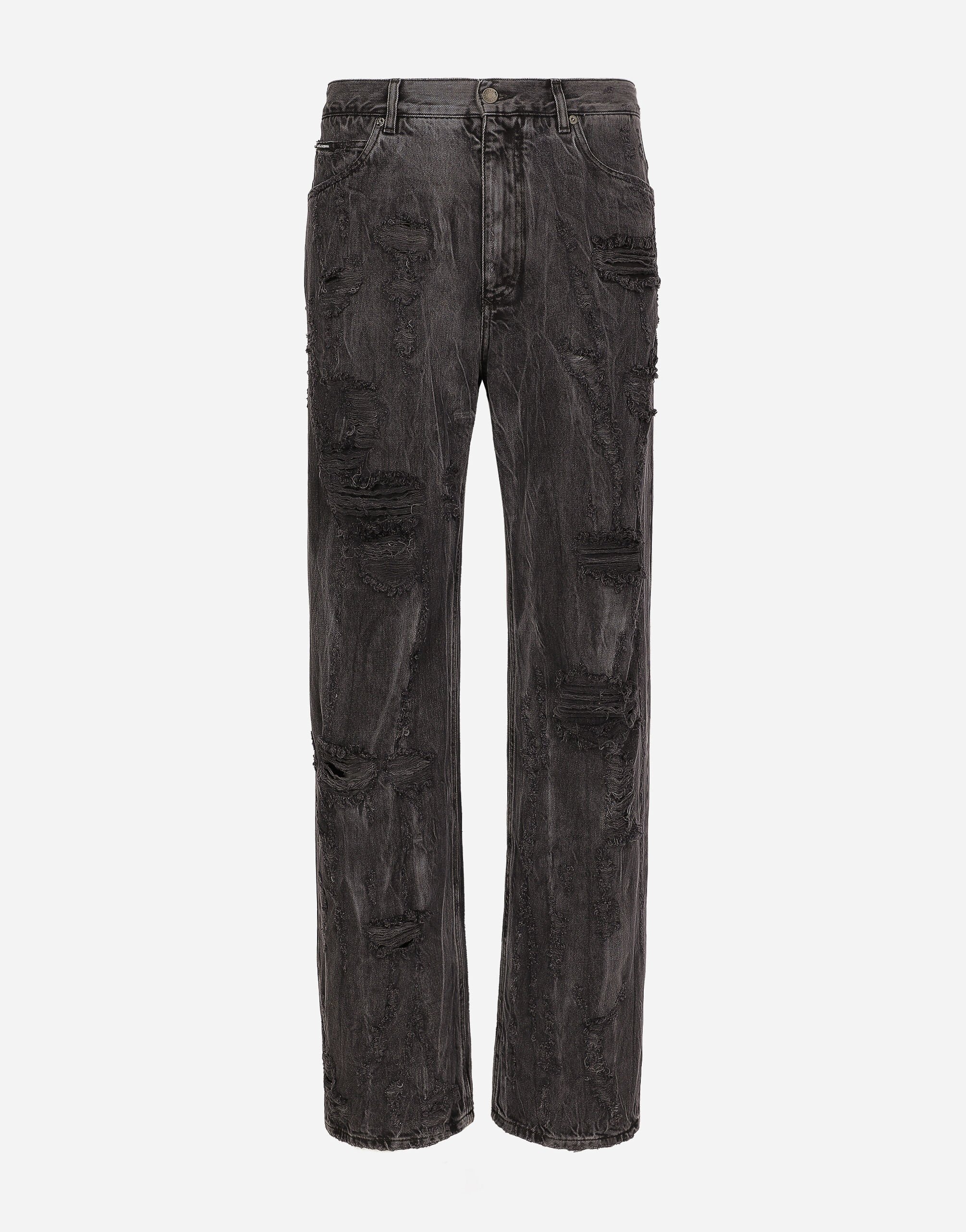 Washed oversize jeans with rips and abrasions in Multicolor for 