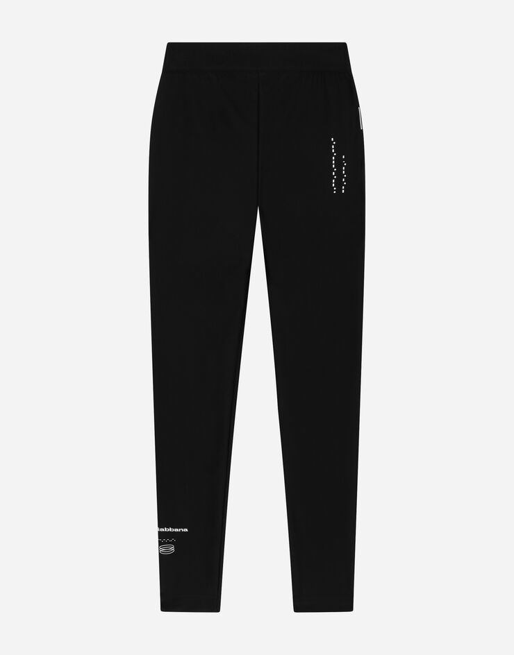 Jersey leggings pants with bands and logo