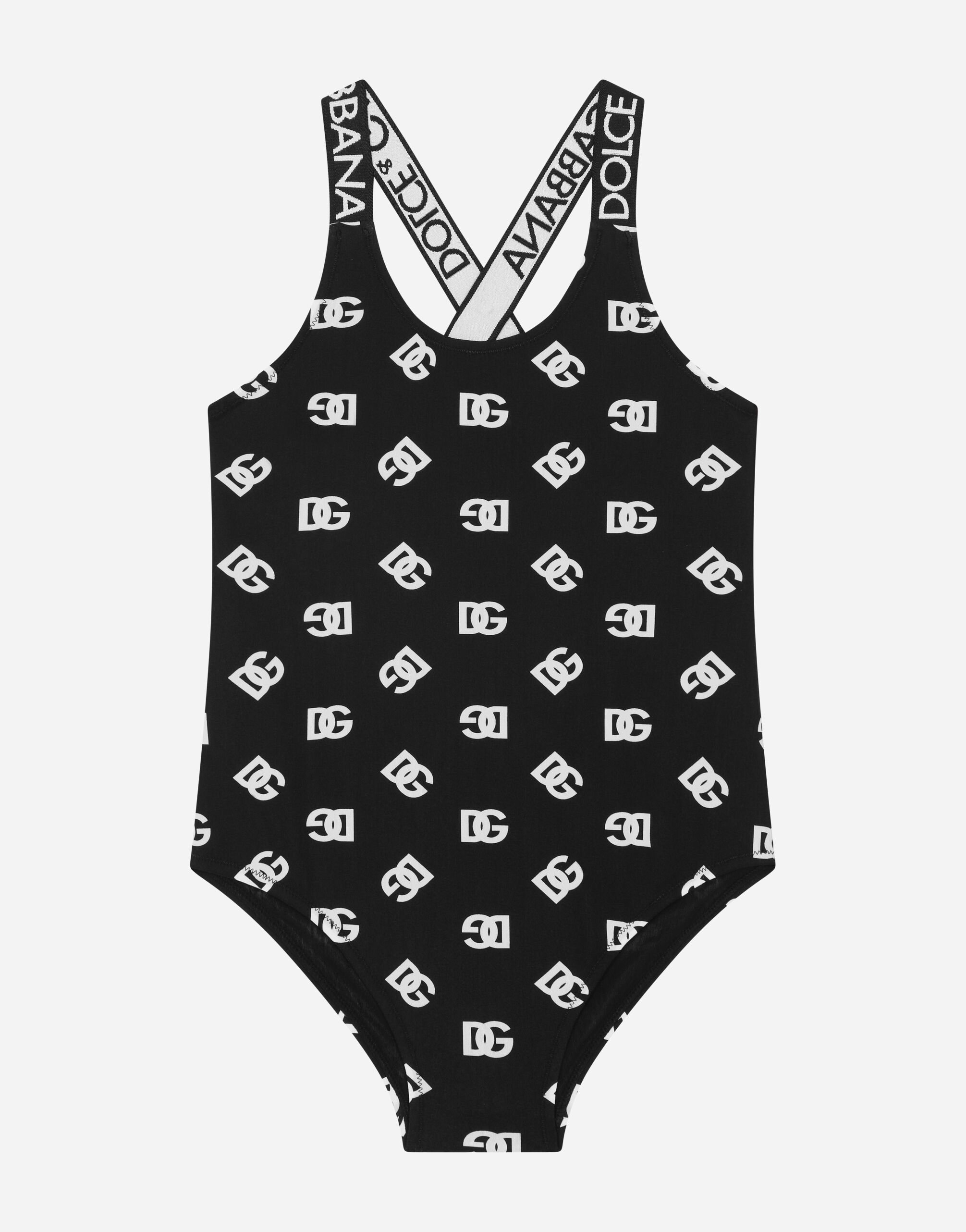 ${brand} One-piece swimsuit with DG logo print ${colorDescription} ${masterID}