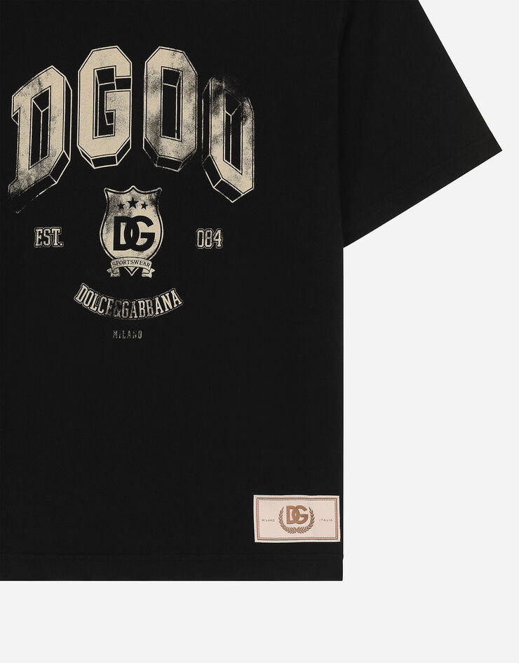 Dolce & Gabbana Cotton T-shirt with logo print Black G8PN9TG7NWY