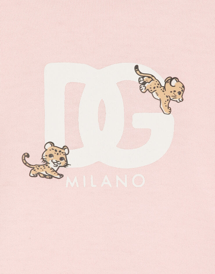 Dolce & Gabbana Camiseta de punto con logotipo DG y motivos Leopardino Rosa L2JTOIG7N1W