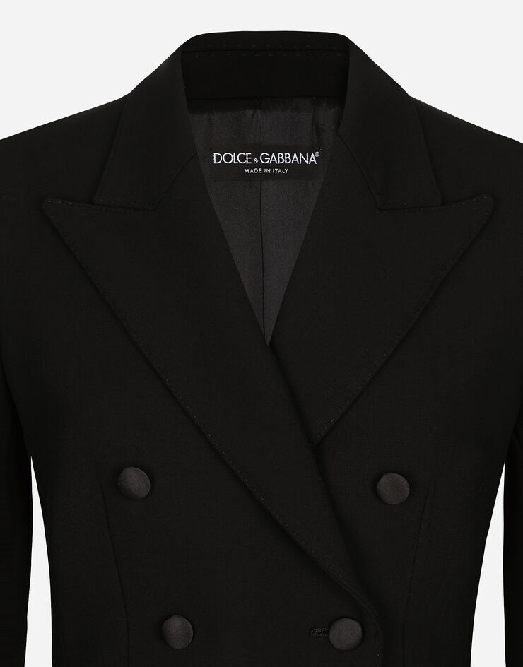 Dolce & Gabbana 사이드 패딩 디테일 더블 브레스티드 울 돌체 재킷 블랙 F29ZSTFUBF1