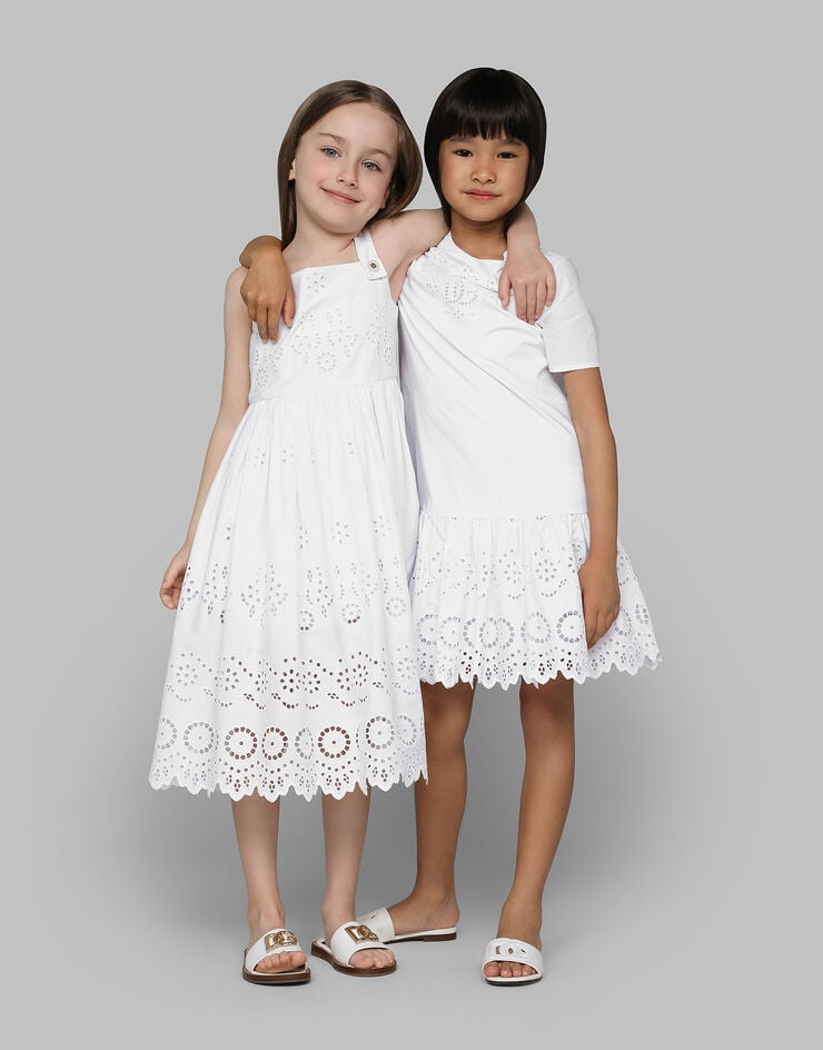 Dolce & Gabbana Poplin and broderie anglaise dress White L53DY5FG5BK