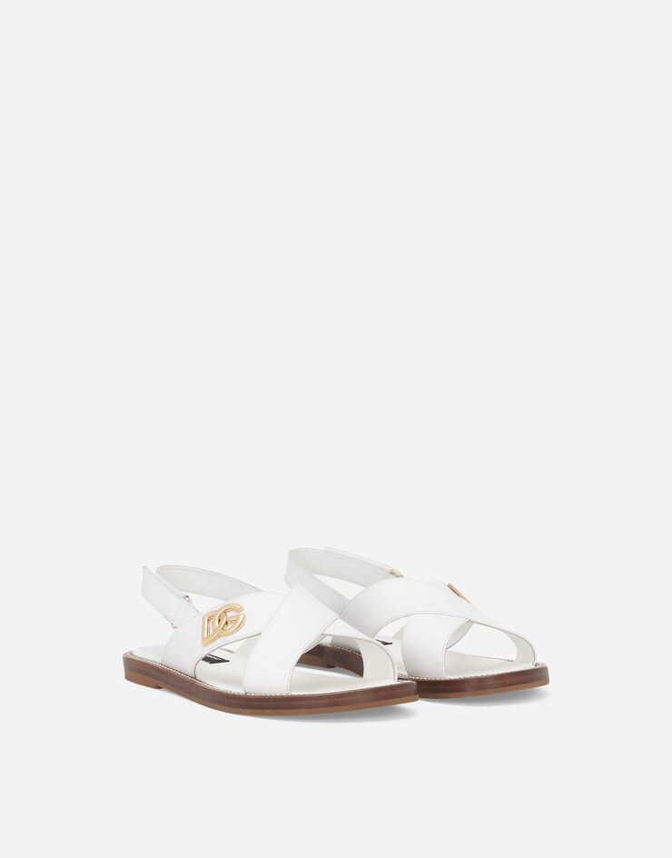 Dolce & Gabbana Calfskin sandals with DG logo White D11286A1048