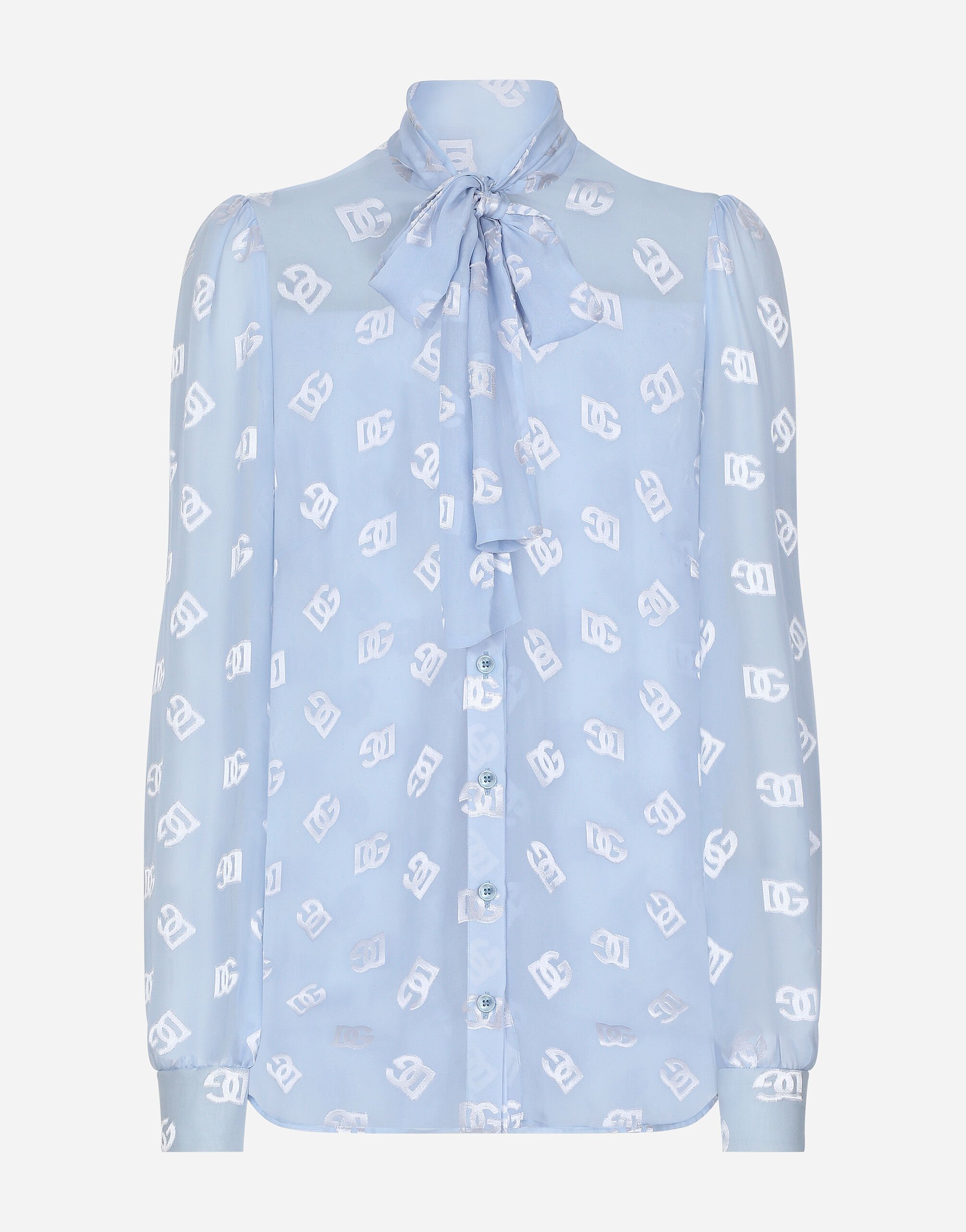 ${brand} Dévoré silk shirt with DG logo ${colorDescription} ${masterID}