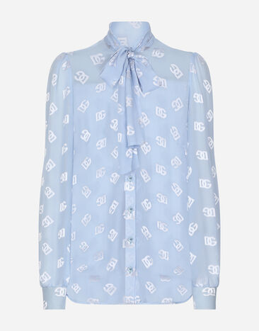 ${brand} Dévoré silk shirt with DG logo ${colorDescription} ${masterID}