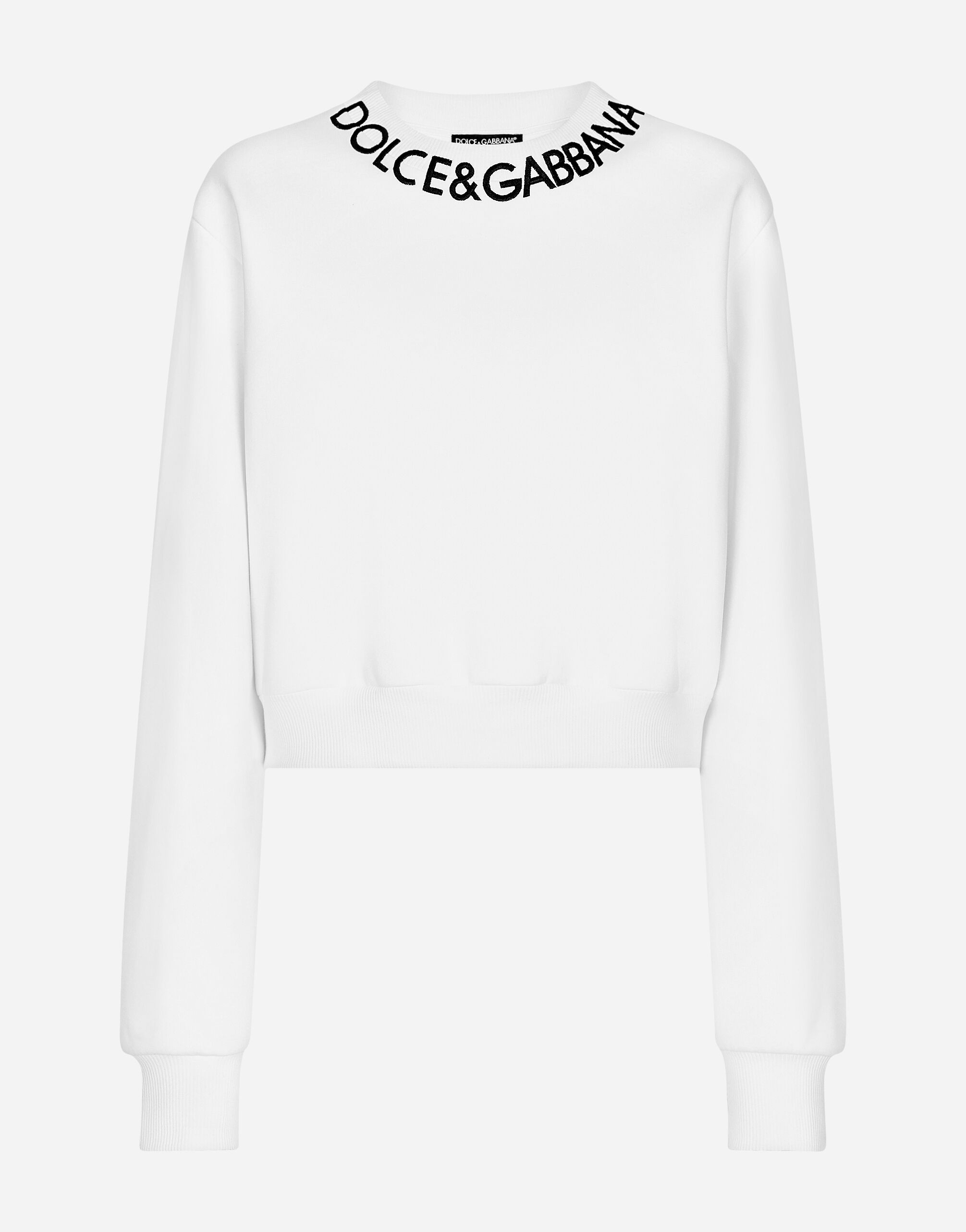 ${brand} Cropped jersey sweatshirt with logo embroidery on neck ${colorDescription} ${masterID}