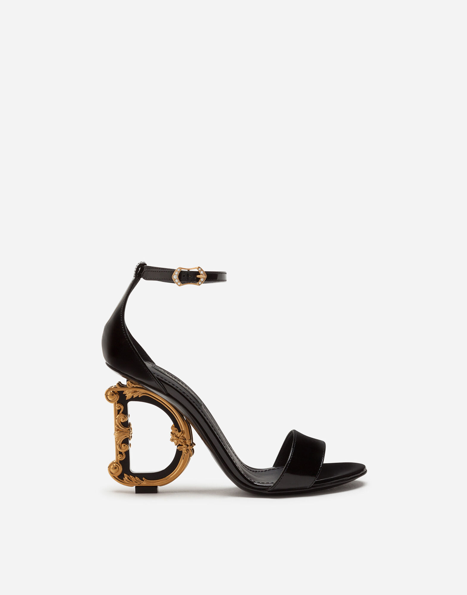 ${brand} Polished calfskin sandals with DG baroque heel ${colorDescription} ${masterID}