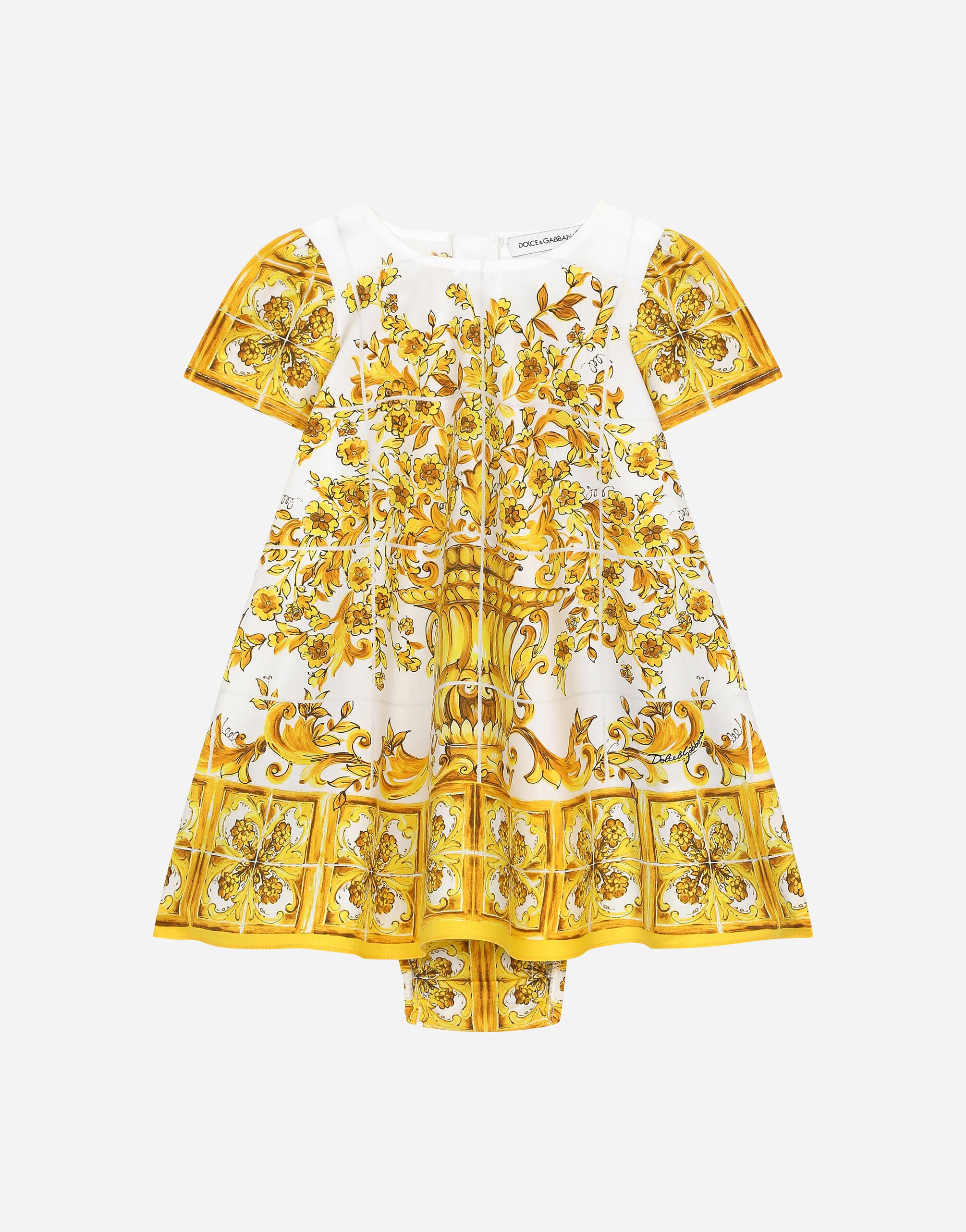 Dolce & Gabbana Poplin dress with yellow majolica print Print L2JDZ1G7NUL