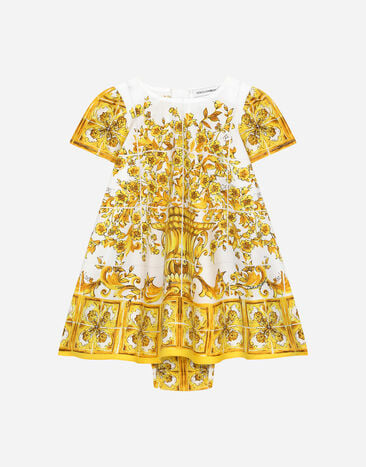 Dolce & Gabbana Poplin dress with yellow majolica print Print L23DI5FI5JW