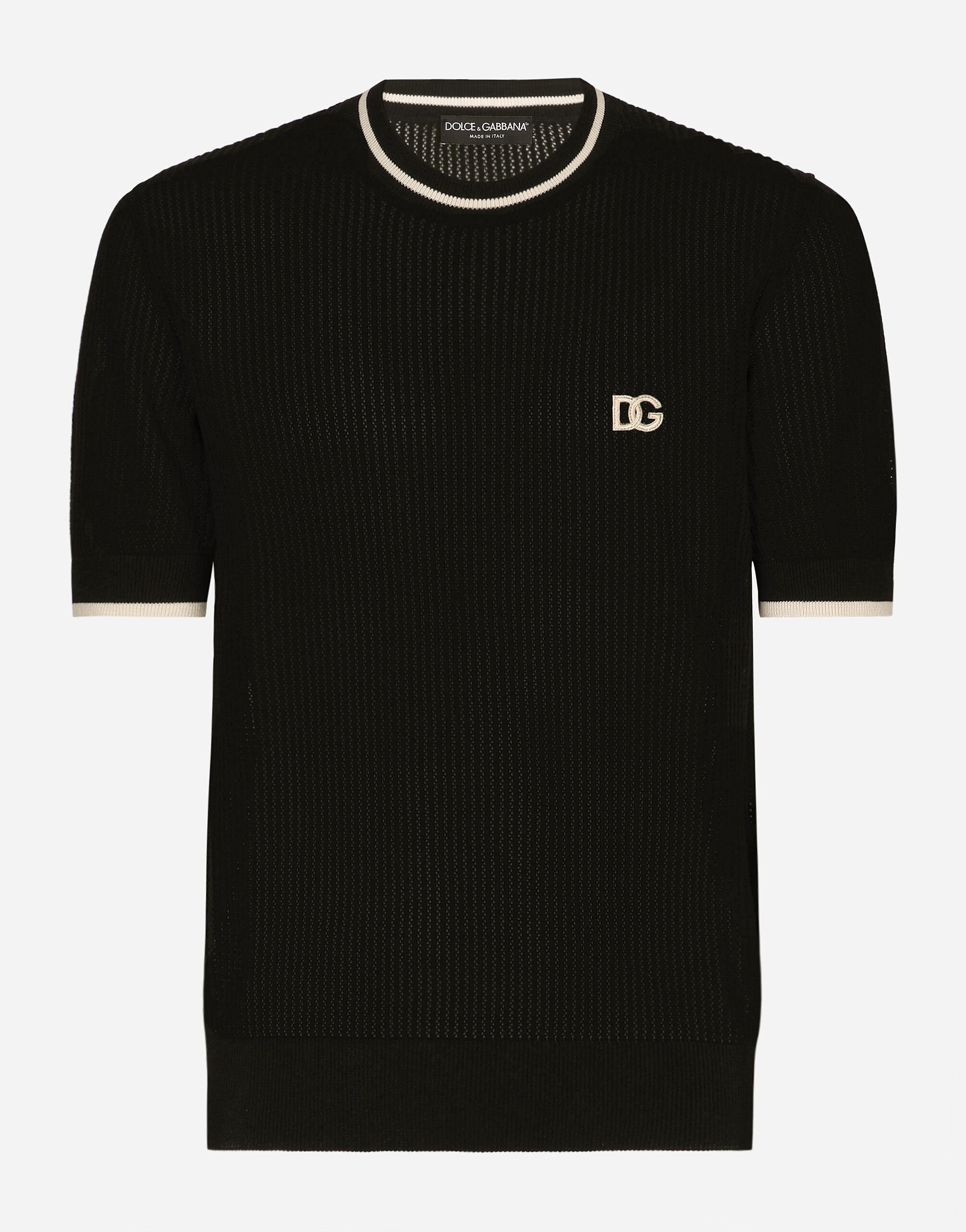 Dolce & Gabbana Round-neck cotton sweater with DG logo Print G5JH9THI1S8