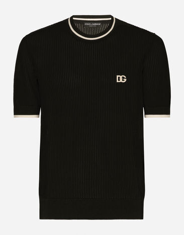 ${brand} Round-neck cotton sweater with DG logo ${colorDescription} ${masterID}