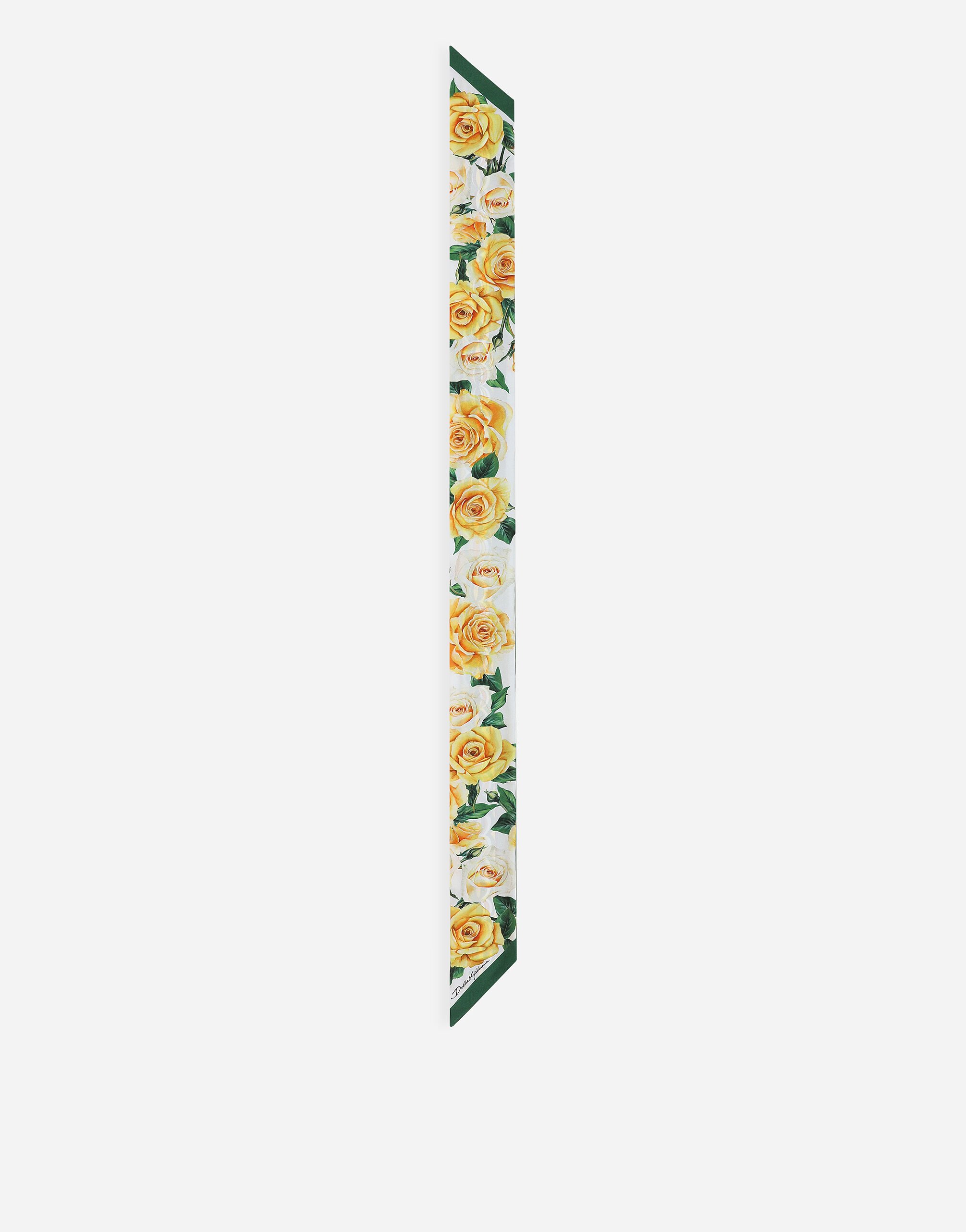 ${brand} Twill headscarf with yellow rose print ${colorDescription} ${masterID}