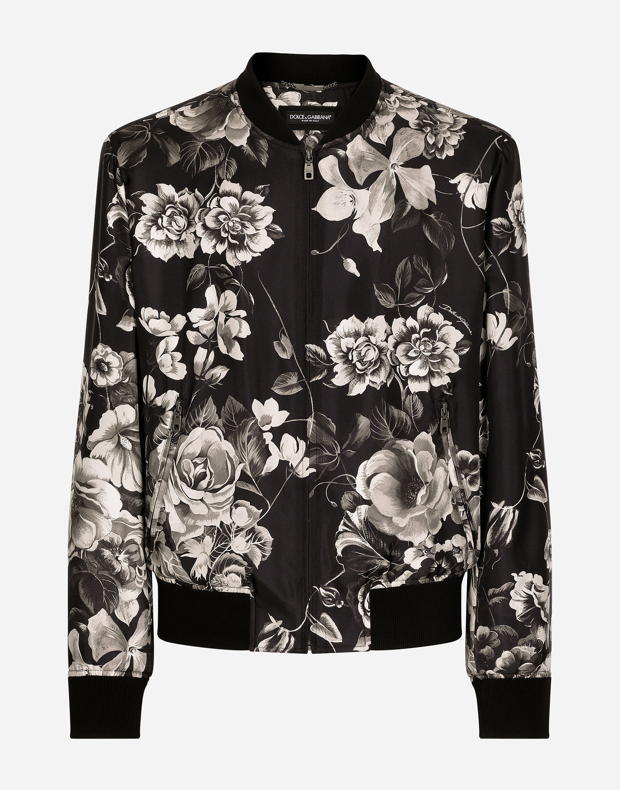 ${brand} Oversize silk bomber jacket with floral print ${colorDescription} ${masterID}