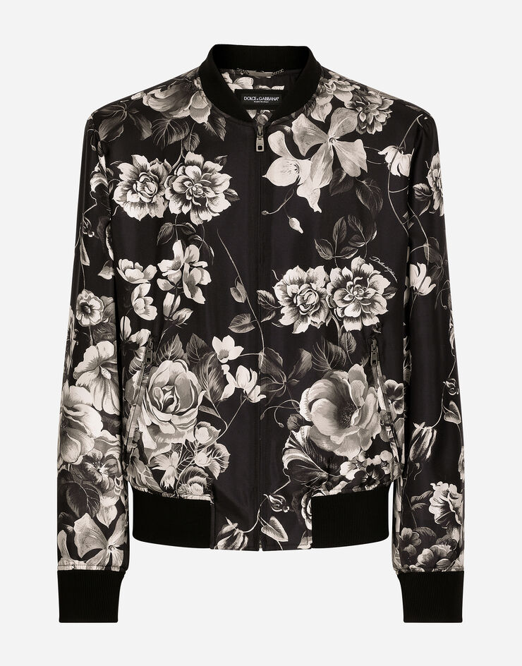 Dolce & Gabbana Свободный бомбер из шелка с цветочным принтом Отпечатки G9PD5TIS1VS