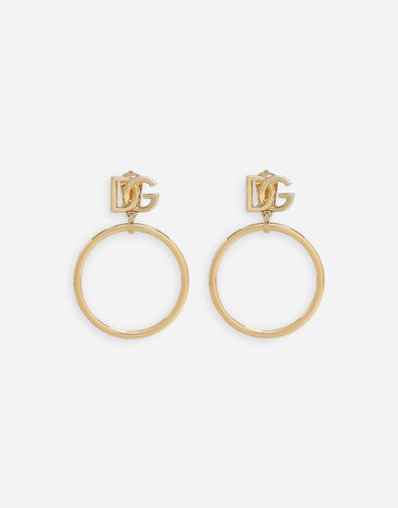 Dolce & Gabbana Серьги-кольца с логотипом DG золотой WEQ6M5W1111