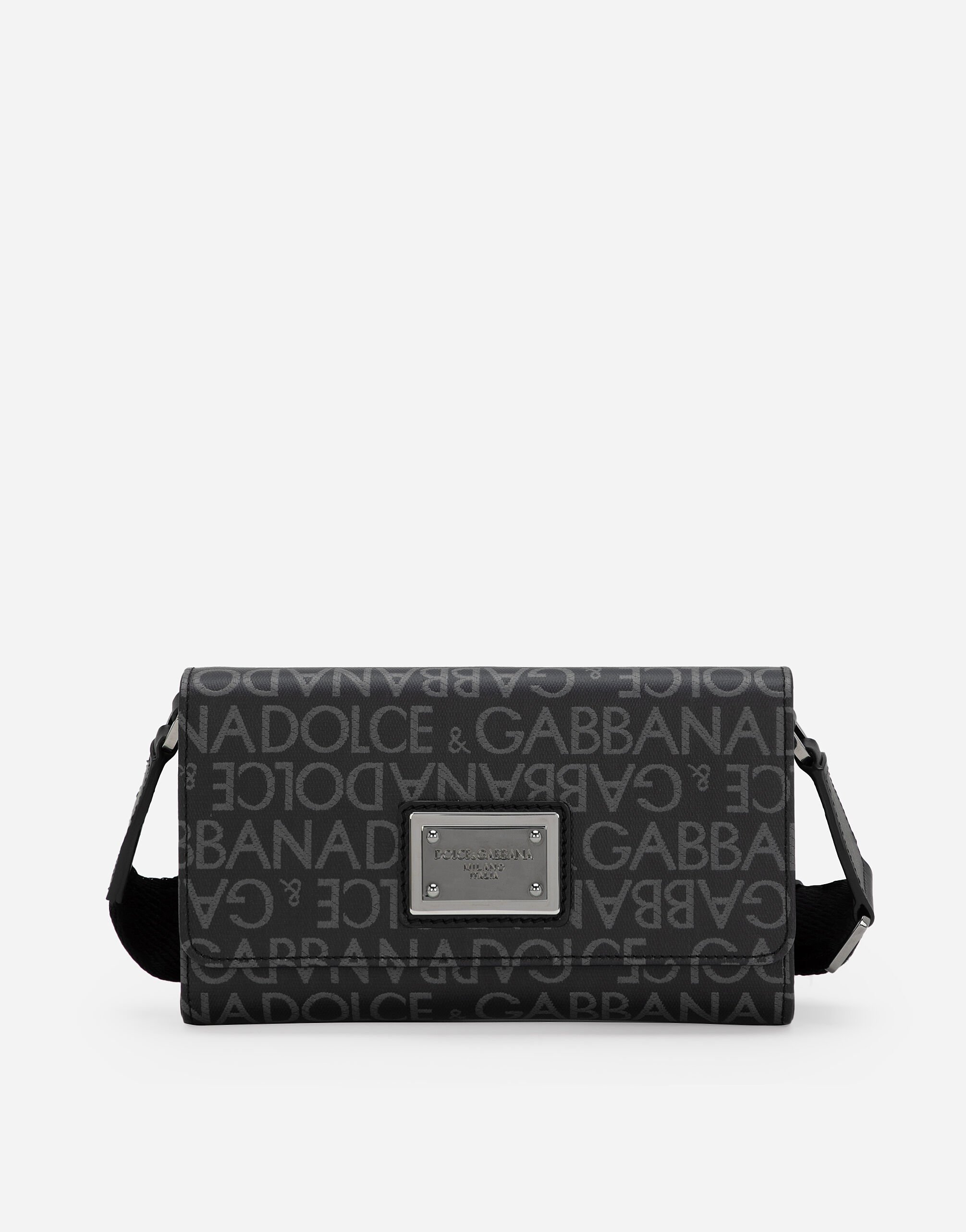 Dolce & Gabbana Borsa a tracolla in jacquard spalmato Marrone BM3004A1275