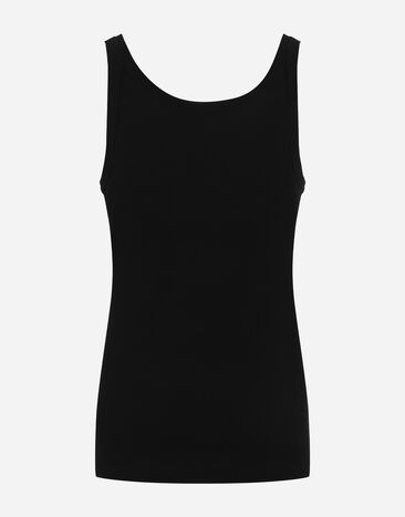 Dolce & Gabbana Fine-rib cotton singlet Black M8C19JONN96