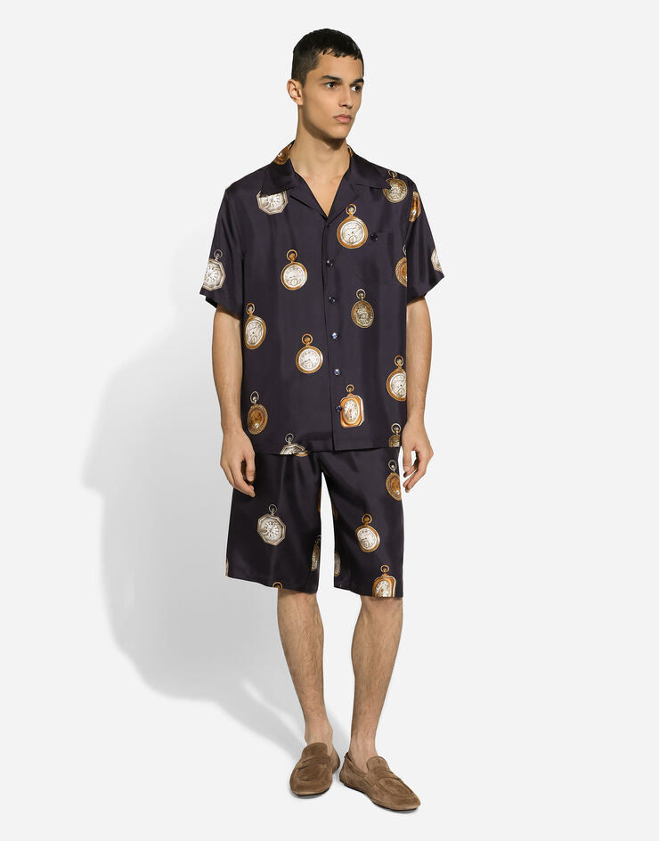 Dolce & Gabbana 腕表印花真丝斜纹 Hawaii 衬衫 版画 G5JH9TIS1VF