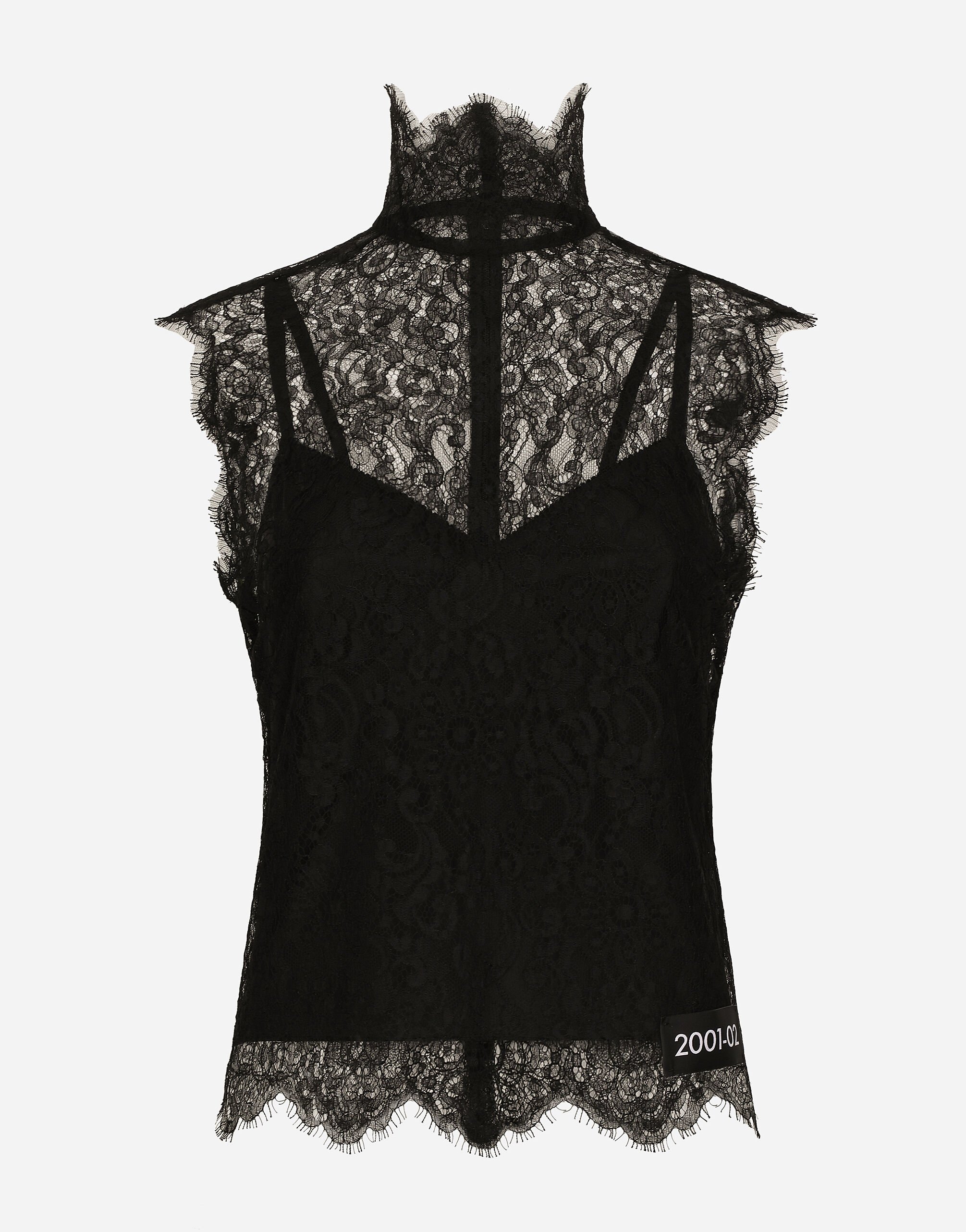 Dolce&Gabbana Sleeveless Chantilly lace top Black F6DKITFU1AT