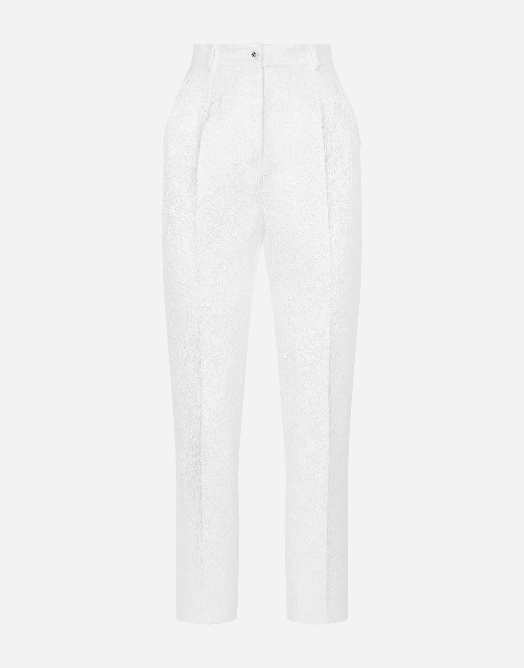 Dolce & Gabbana Brocade cigarette pants White F7AB4ZGDCKB