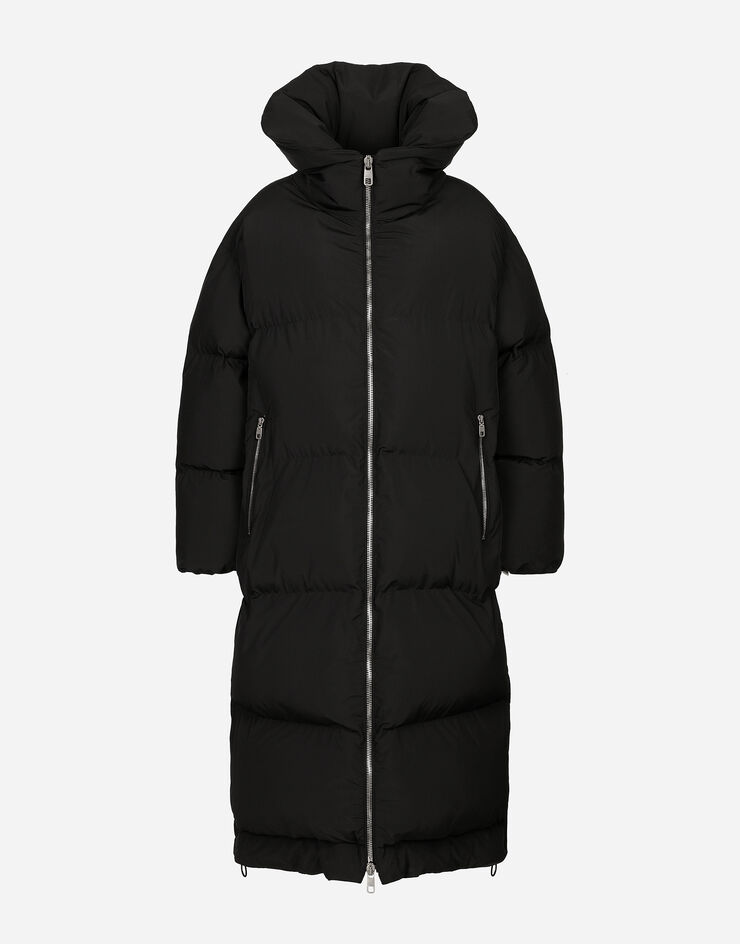 Dolce & Gabbana Long padded down jacket with branded tag Black F9S16TGDCMR