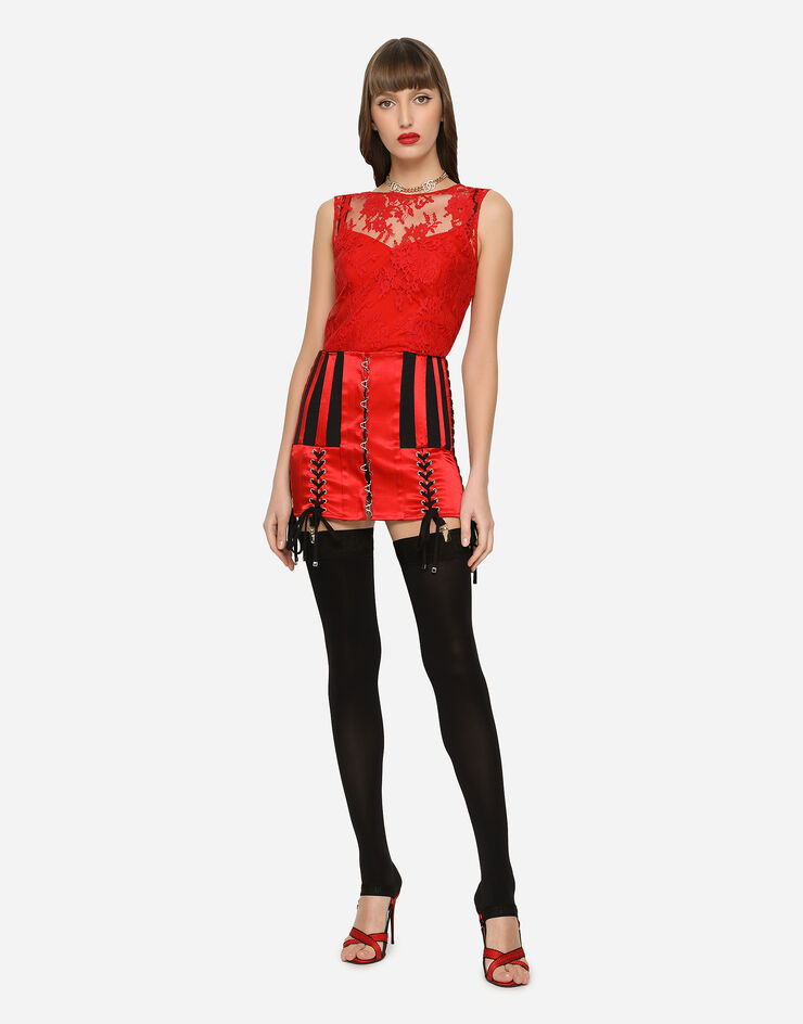 D&G Red lace corset top Black Dark red ref.79784 - Joli Closet