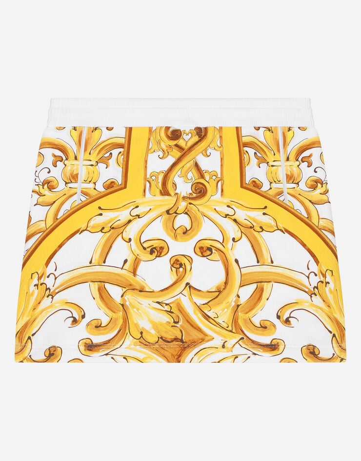Dolce & Gabbana Jersey skirt with yellow majolica print Print L5JIA4II7DJ